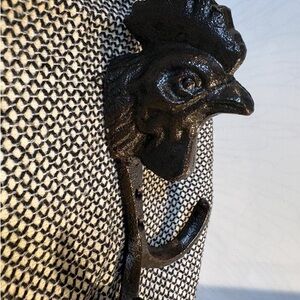 Farmhouse Black Rooster Wall Hook Cast Iron